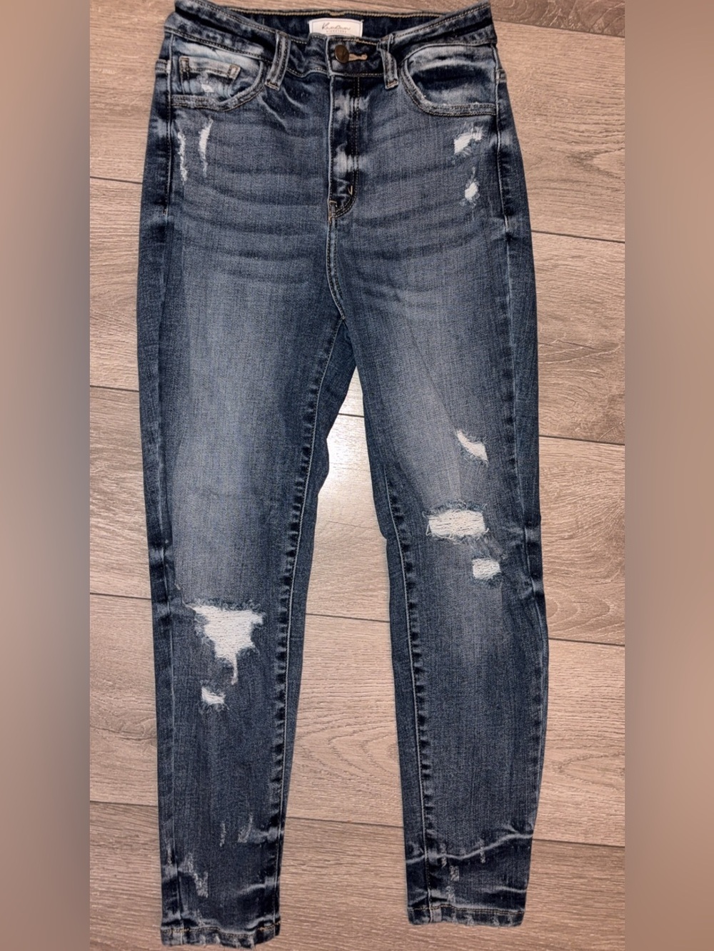 Kancan Jeans Size 26 Kurvy Ultra High Rise Ankle Skinny Distressed Medium Wash